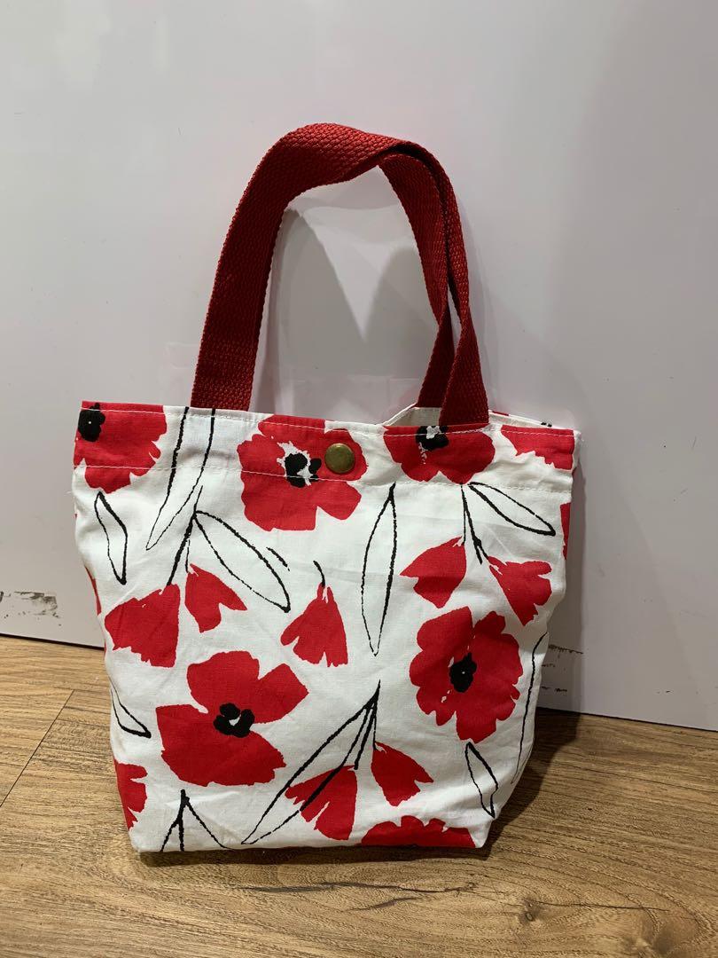 New colours Ladies Tote Bag Cotton Canvas Printed Plain Small Cute Carrier Everyday Bag With Button Ready Stock