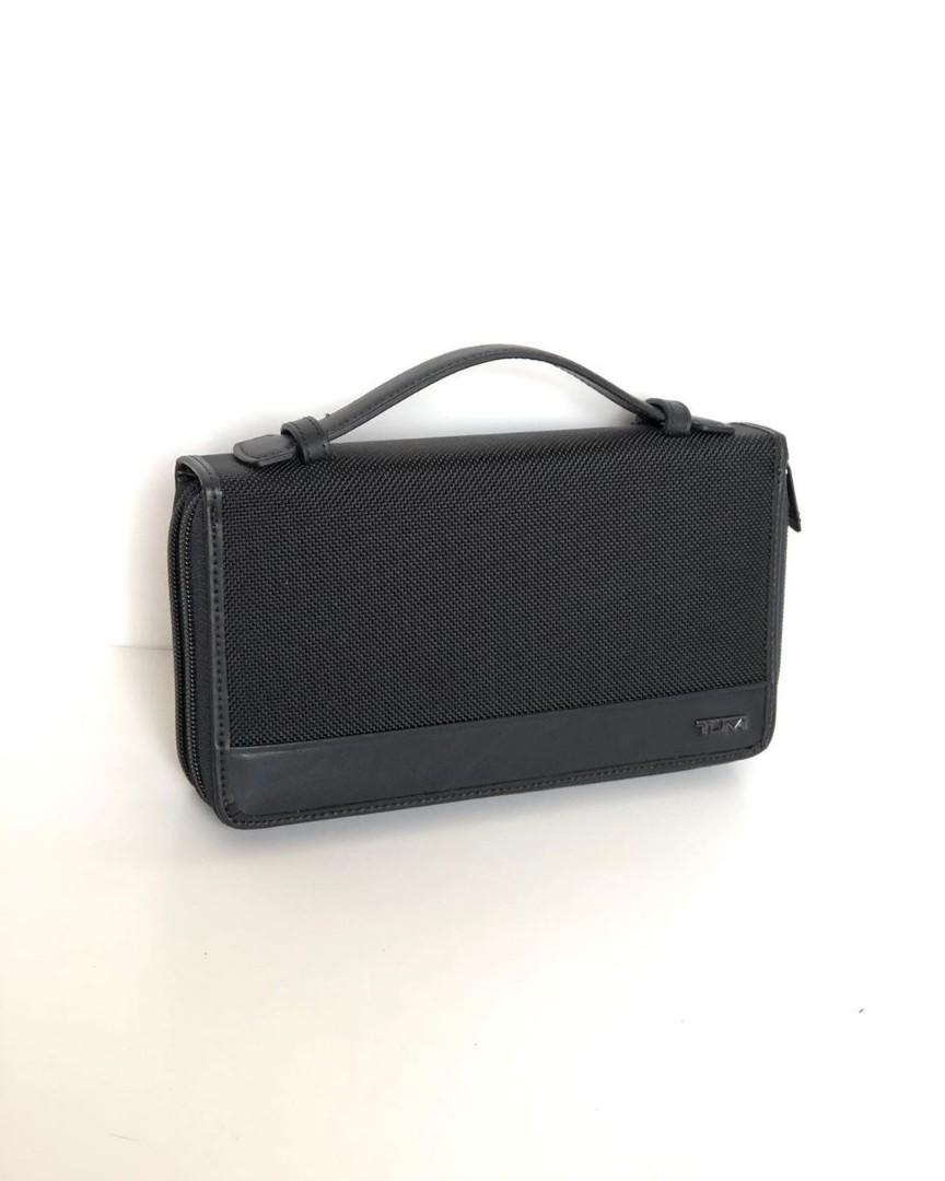 Tumi Double Zip Around Clutch Colour Black Fesyen Pria Tas