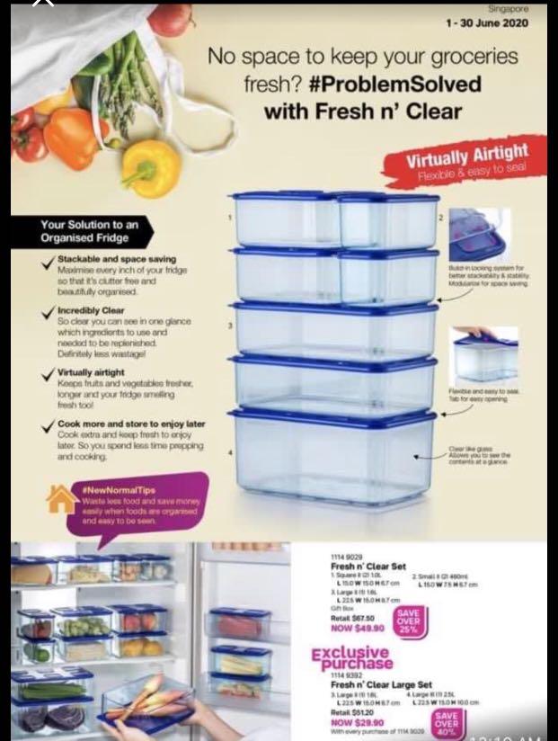 Tupperware Purple Fresh N Clear Clearmate Large 1.6L 2.5L Food Containers  Set