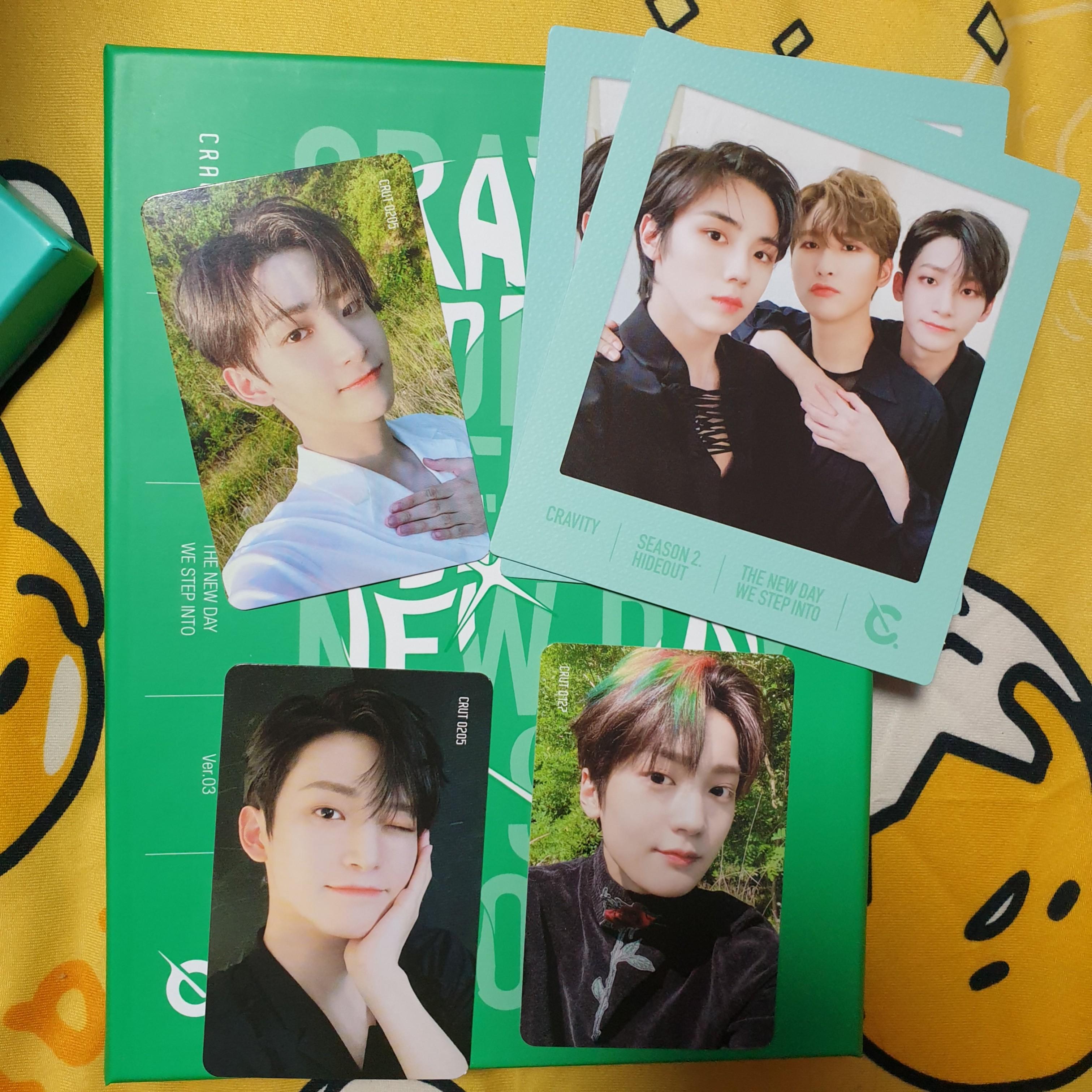 [WTT] CRAVITY Album Inserts (Category: K-Wave) located in Singapore. Submitted by sj.maknae (Listing ID 1034801038, Image 3). Description: Not for sale yet, currently looking for trades only. If item is not in the have list below means it has been traded. 🍒 Have: ☆Jungmo V1 & V2 PC ☆Taeyoung/Woobin 4-cut ☆Woobin/Seongmin/Wonjin Ornament ☆Wonjin ktown4u PC ☆Serim/Seongmin Standee 🍒Want: Trades to any Hyeongjun equivalents from this album. (What 