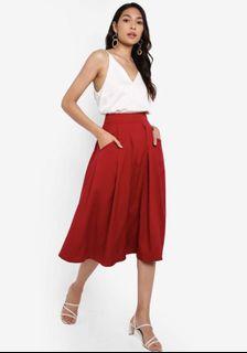 Zalora Red Pleated Skirt