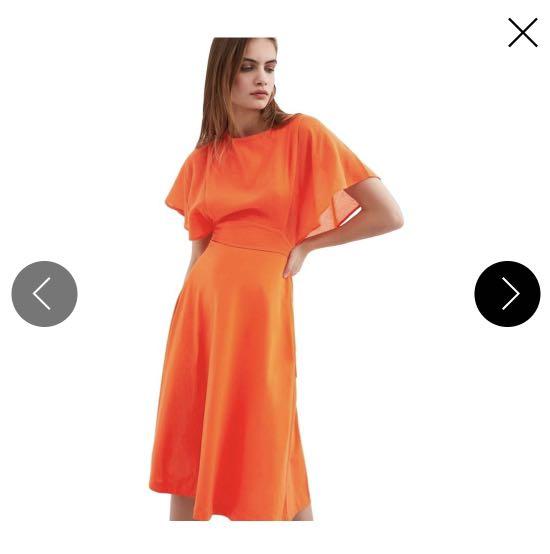 orange open back dress zara