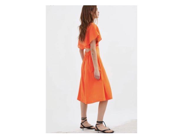 Orange open top back dress zara