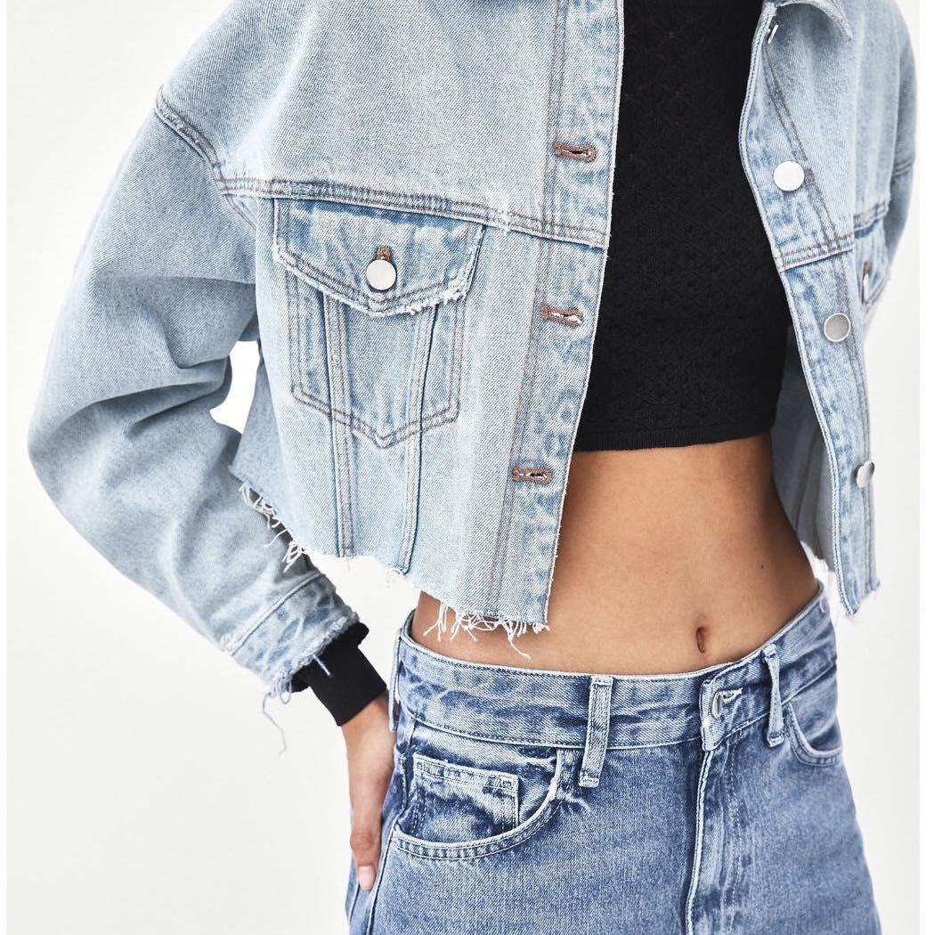 zara denim cropped jacket