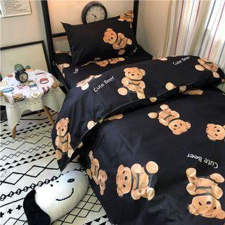 床單被套枕頭套床上用品四件套 黑色小熊