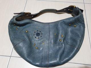 Authentic Coach mia hobo starburst studded blue distressed leather satchel