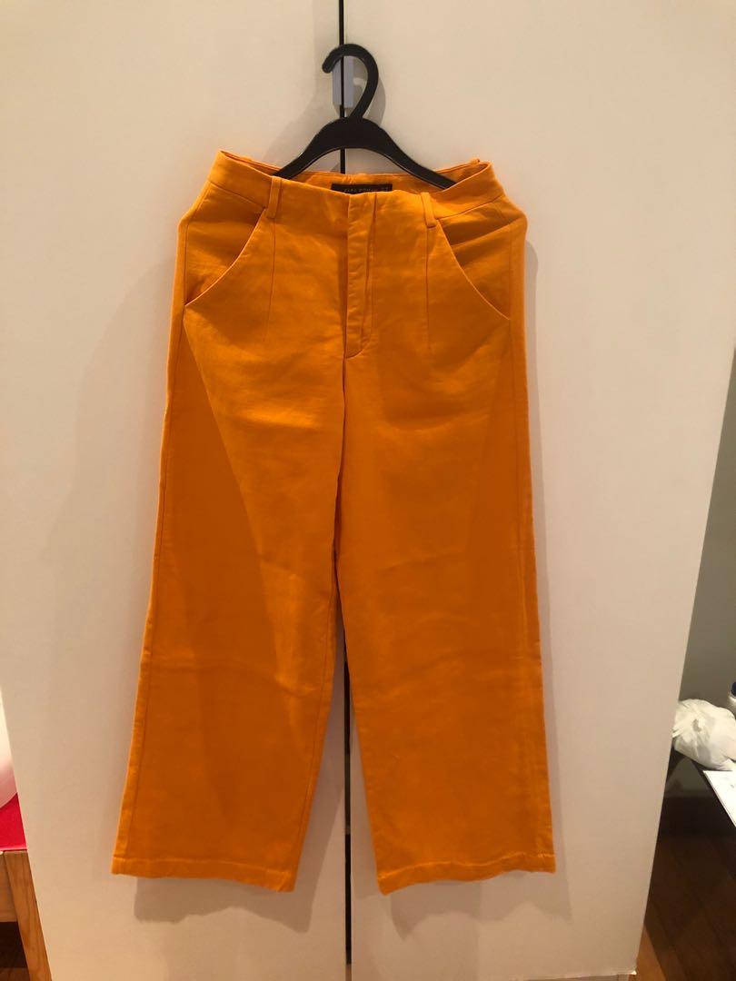 zara gold trousers