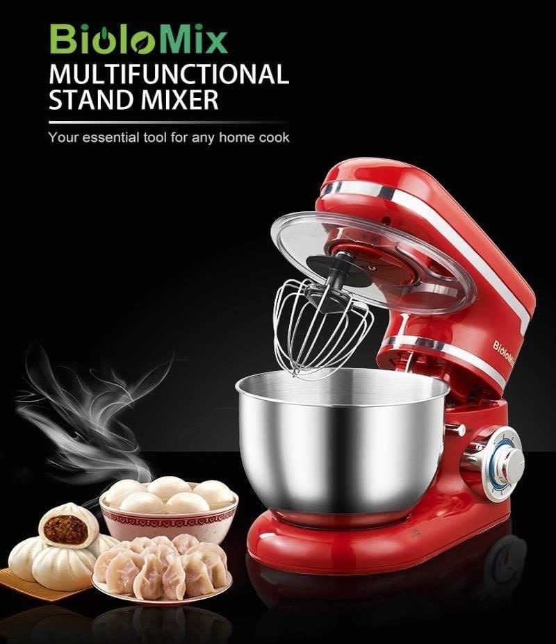 BioloMix BM601 1200W Kitchen Food Stand Mixer Red