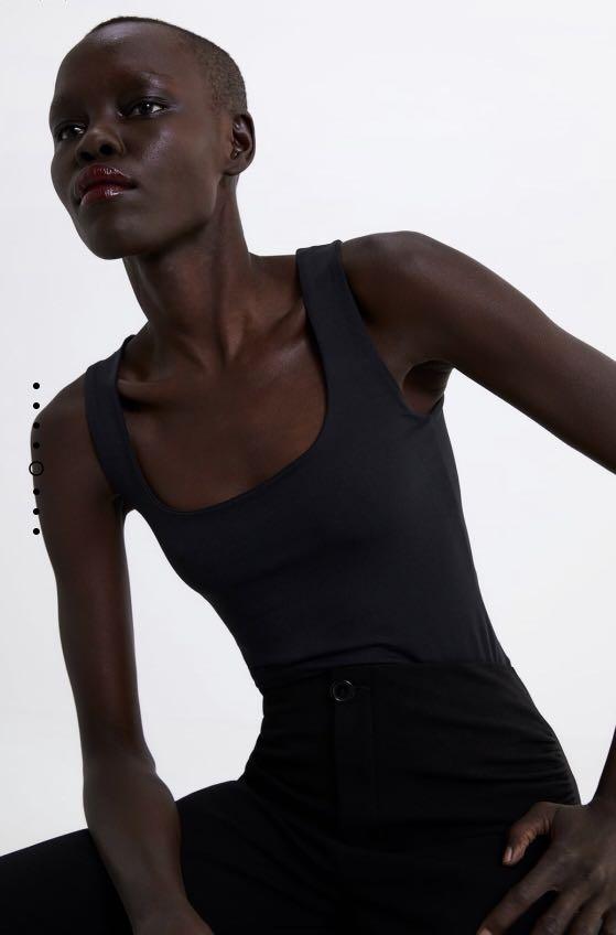 BNWT Black Zara stretch top with wide 
