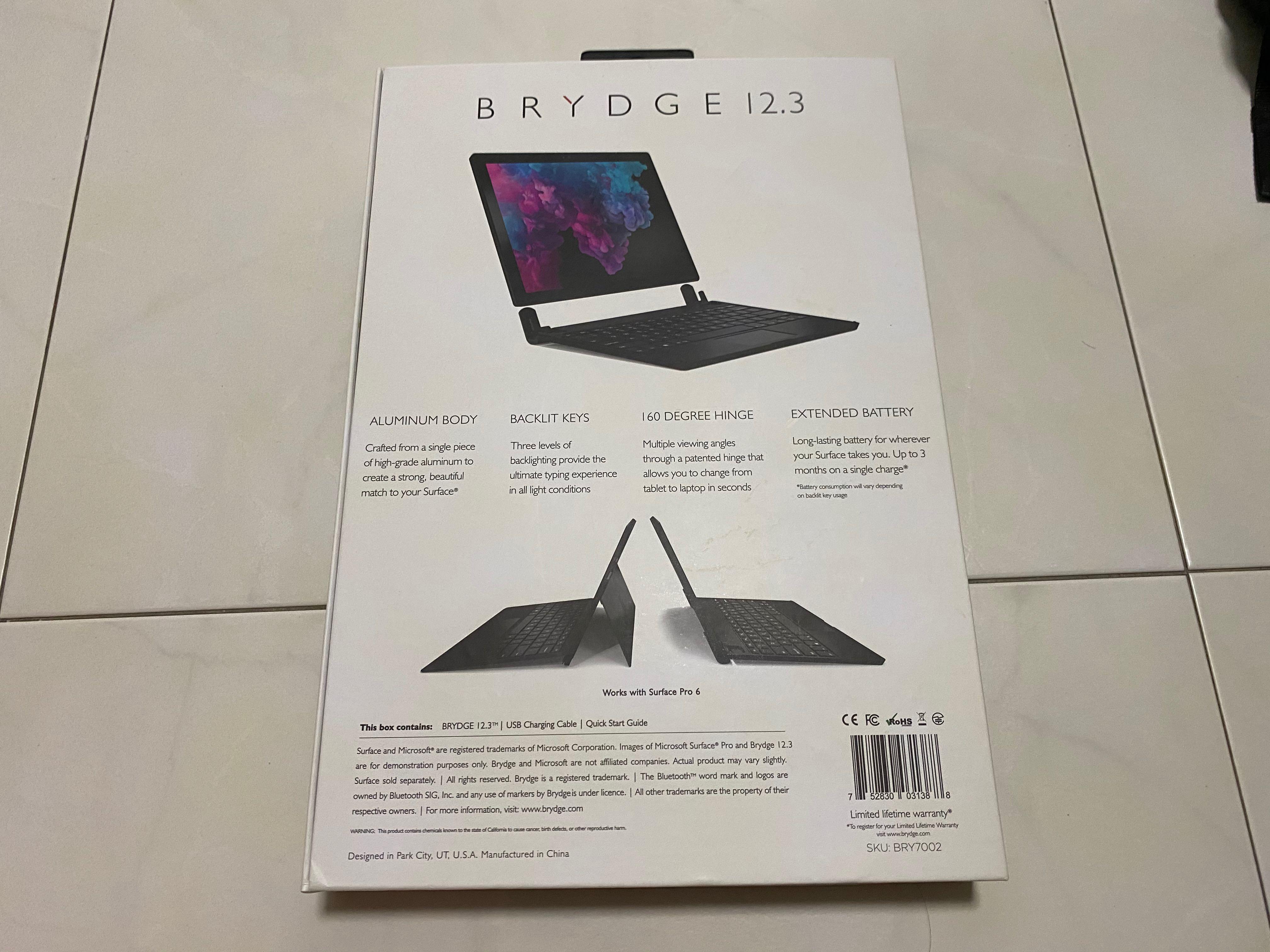 BRYDGE 12.3 Wireless Keyboard for Surface Pro, Computers & Tech, Parts ...