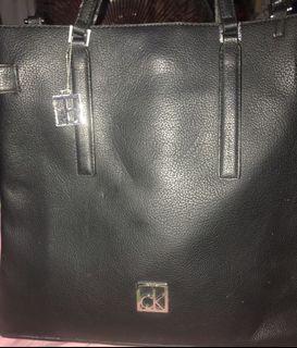 AUTHENTIC Calvin Klein black leather tote bag