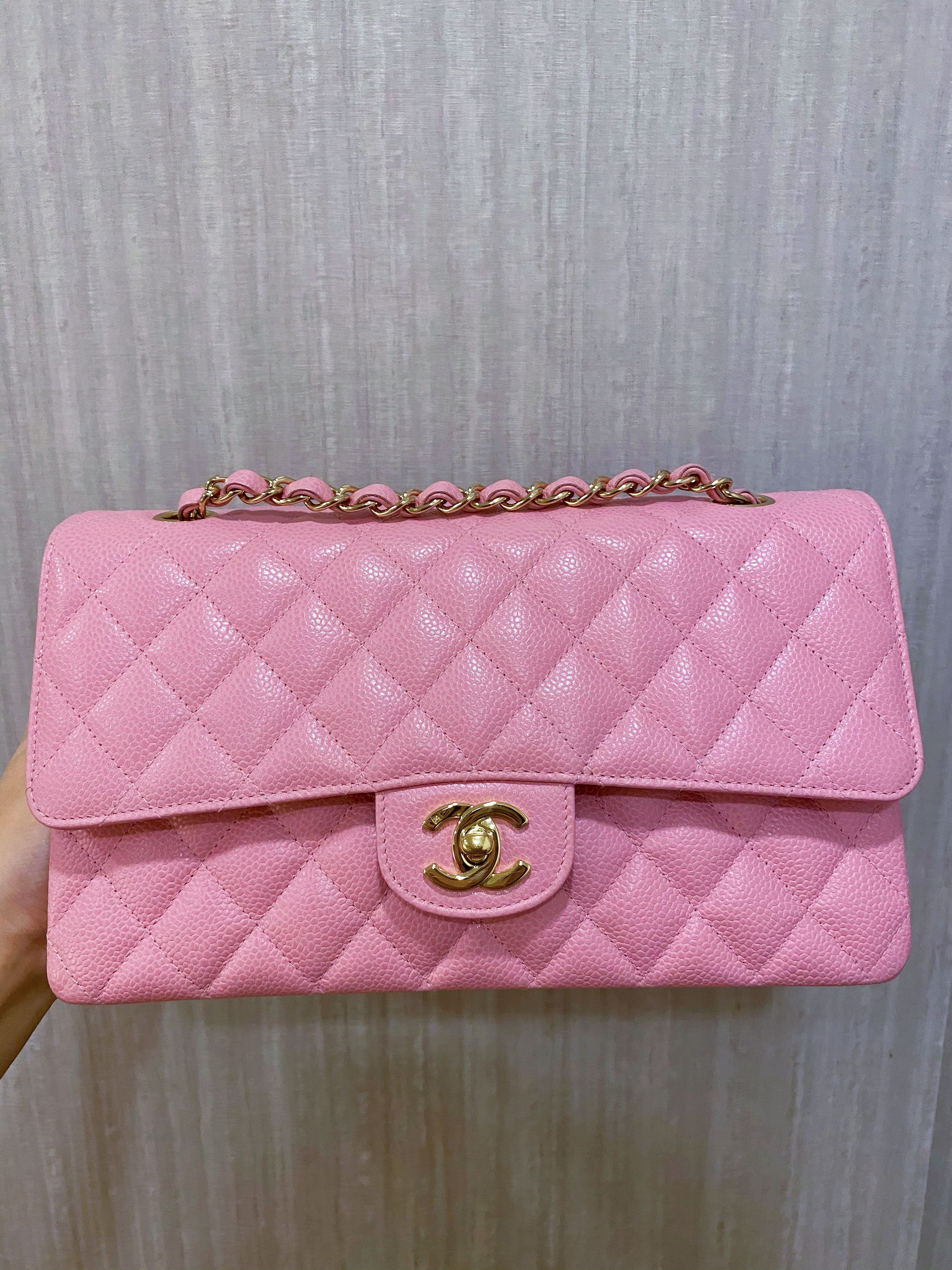 Chanel vintage 24k Sakura pink classic flap medium caviar, Luxury, Bags &  Wallets on Carousell
