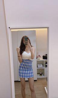 Checkered blue skirt