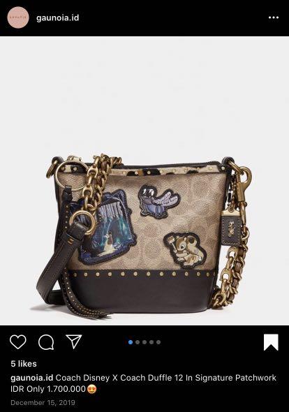 Disney x coach duffle 2025 12 in signature patchwork