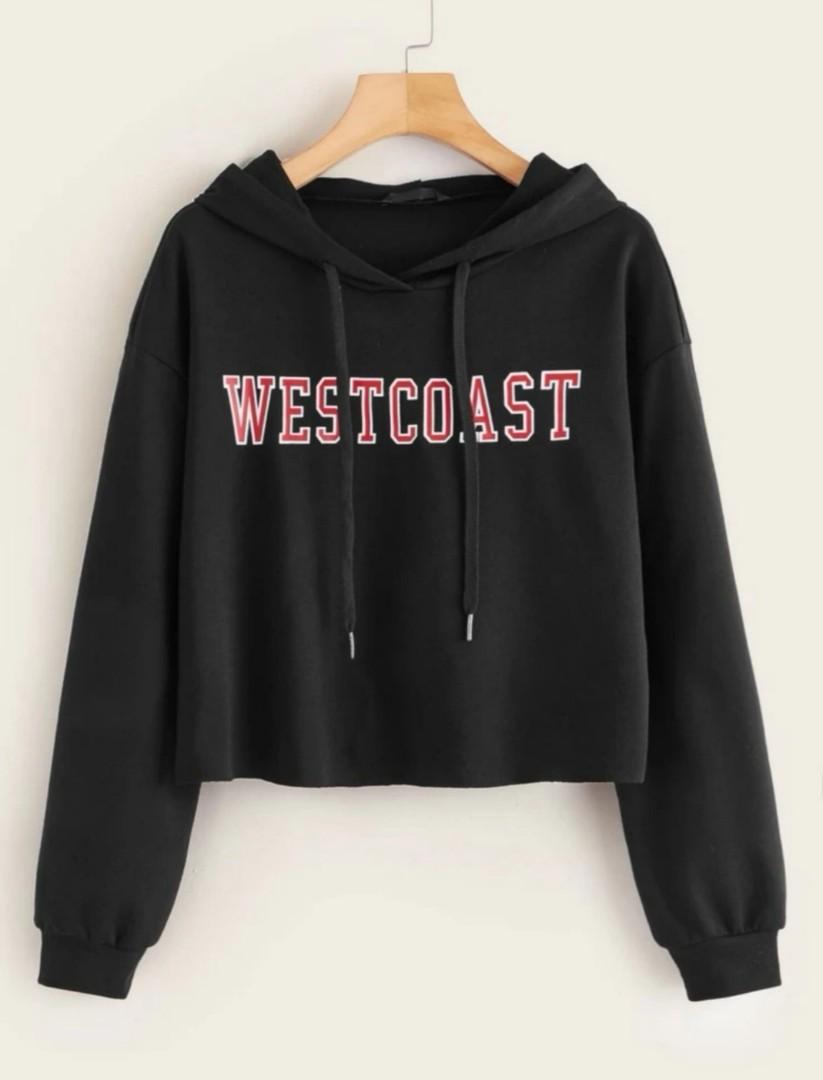 letter print crop hoodie