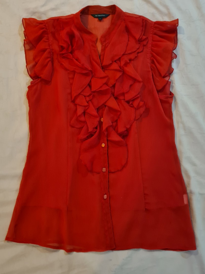 ruffle red blouse
