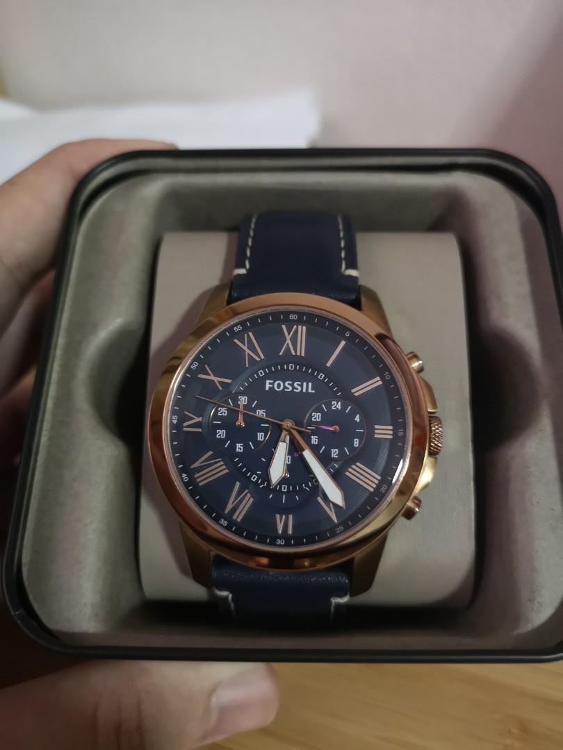 Fossil Grant Chronograph Navy Leather 