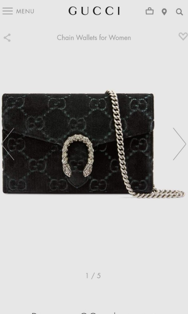 Dionysus velvet gg supreme wallet on chain