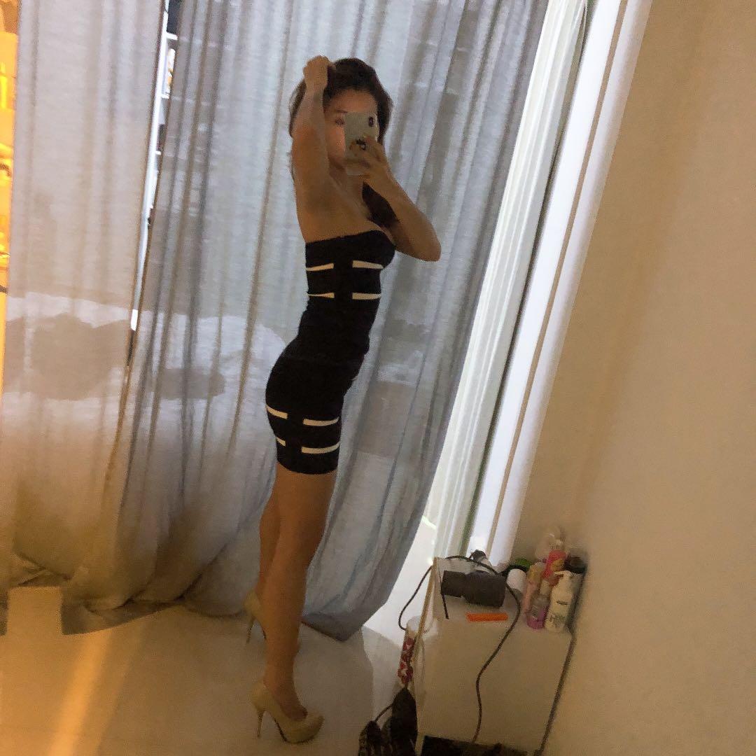 Herve leger black and white dress cheap
