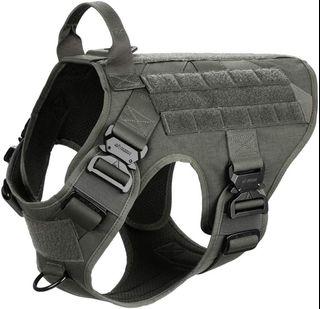 ICEFANG Tactical Dog Harness,4X Metal Buckle Large Neck 18-24;Chest 28-35