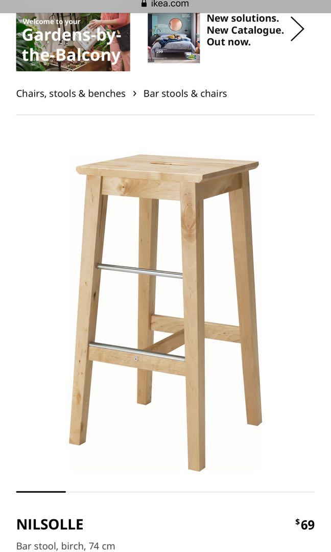 IKEA Bar Stool NILSOLLE Furniture Home Living Furniture Chairs on Carousell