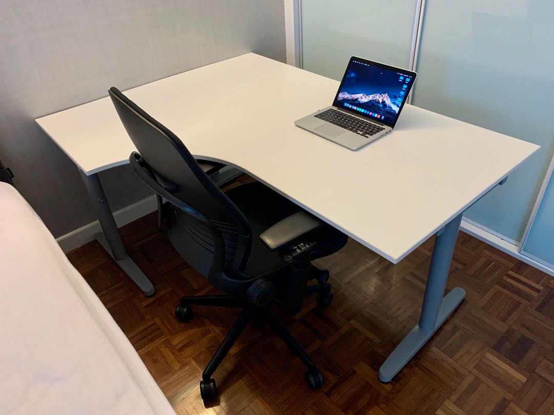 Ikea study table + Ikea 16 Cube Shelf, Furniture & Home Living