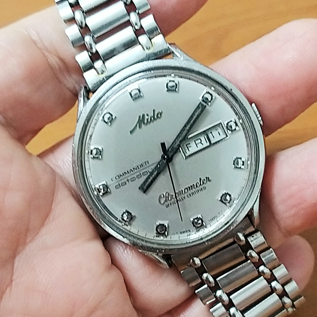 Jam tangan Mido Commander Datoday Chronometer Silver Vintage ORIGINAL
