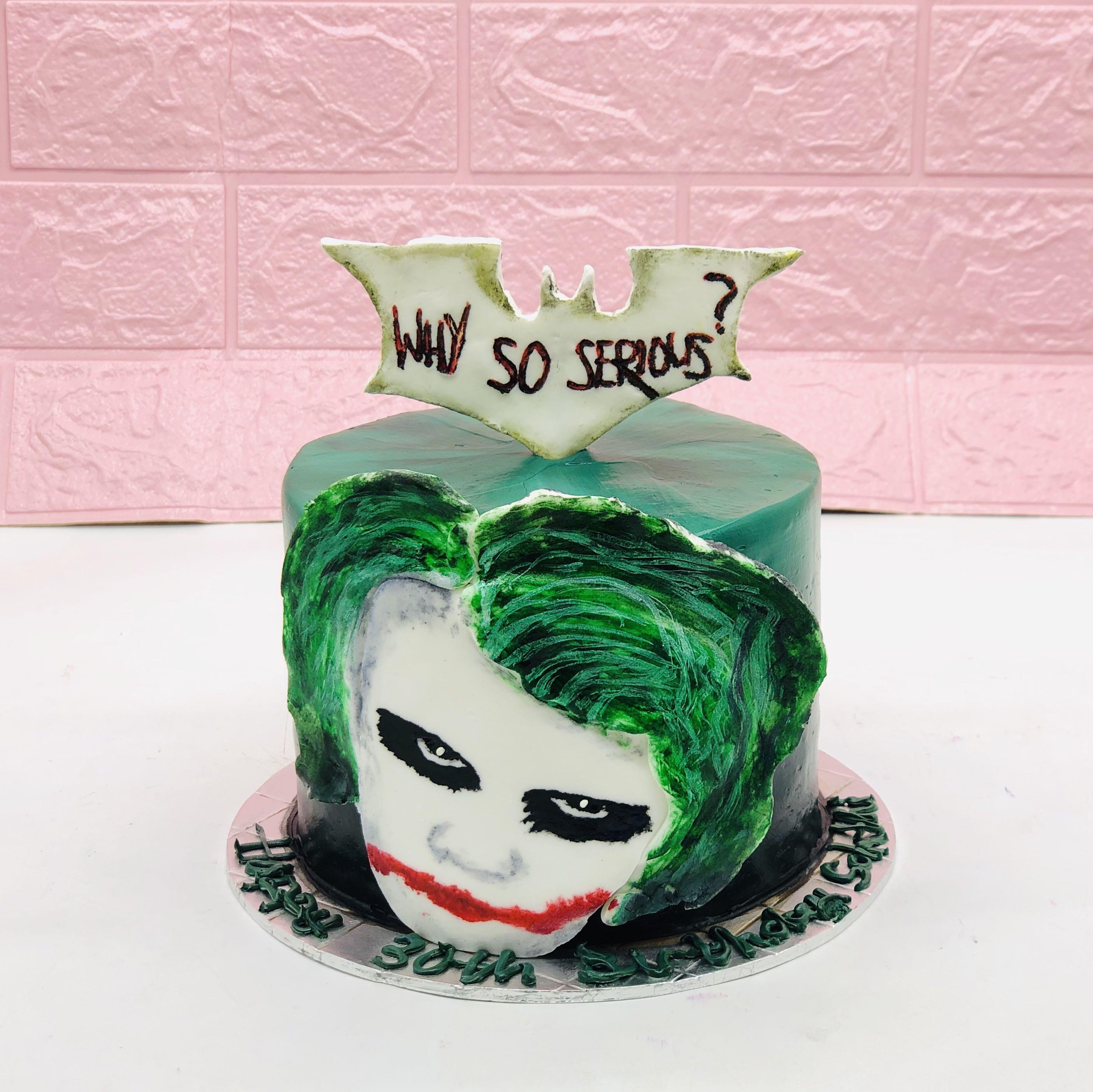 Joker Dark Knight Theme Cake Customised Chocolate Flavour Red Velvet Cartoon Kids Frozen Disney Adult Money Pulling Longevity Vanilla Cookies And Cream Food Drinks Baked Goods On Carousell