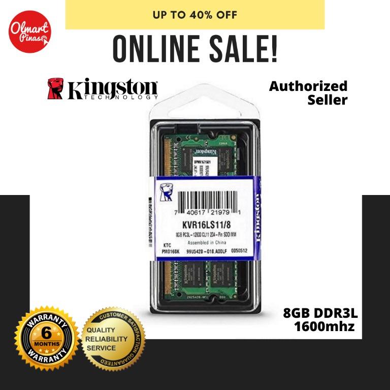 8gb Kingston Sodimm Ram 1600mhz Pc3l Ddr3l 1 35v Non Ecc Cl11 Laptop Memory Ram Electronics Computer Parts Accessories On Carousell