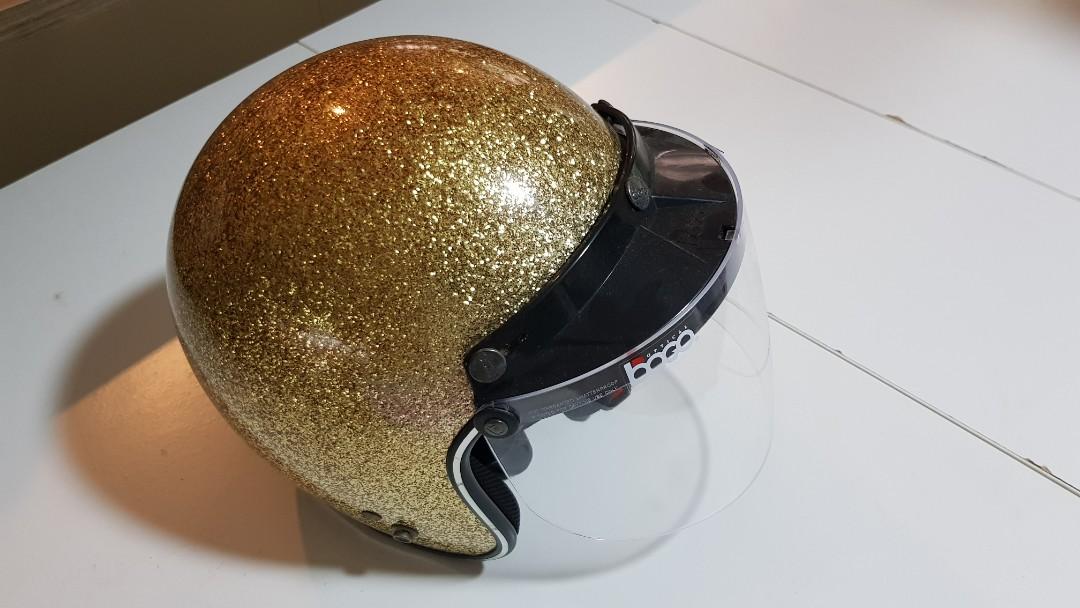 gold glitter motorcycle helmet Triple 8 Deep Cover for Skateboarding Inline Roller Skating BMX & Bike S1 Retro Lifer Certified Skate/Bike Helmet Retro Gold Glitter Open Face
