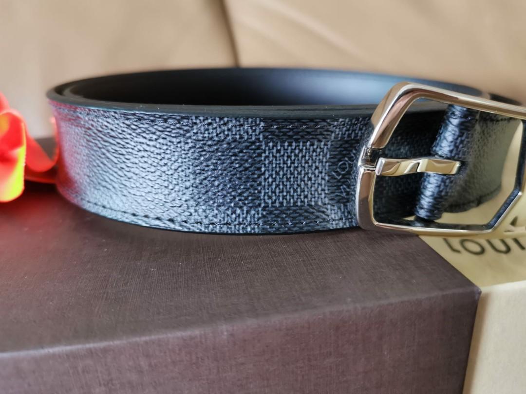 Authenticated Used LOUIS VUITTON Louis Vuitton Sun Tulle neogram belt  M6058U notation size 90/36 leather black silver metal fittings 