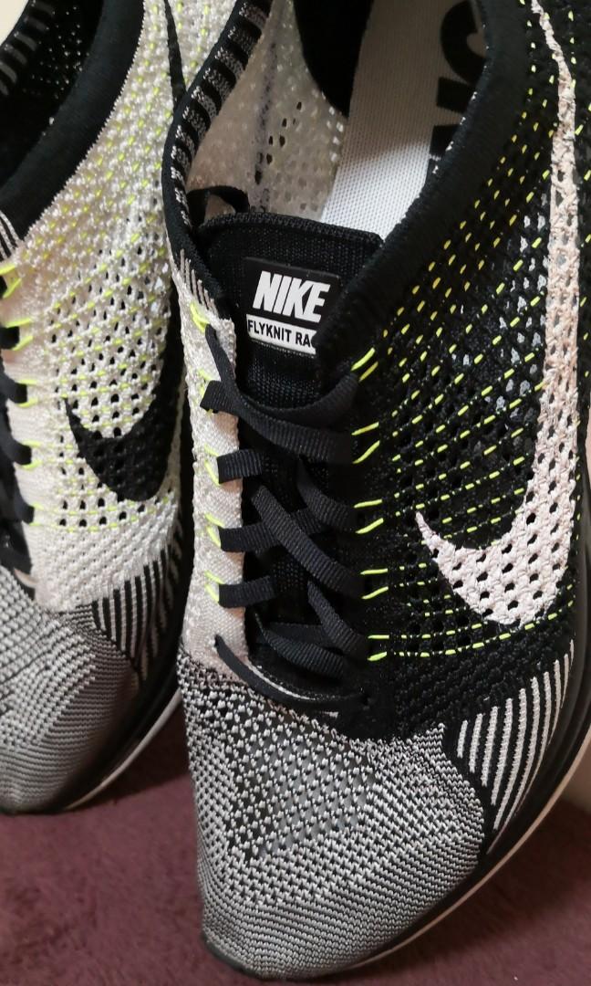Nike Flyknit Racer Black White Volt, Men's Fashion, Footwear, Sneakers on  Carousell