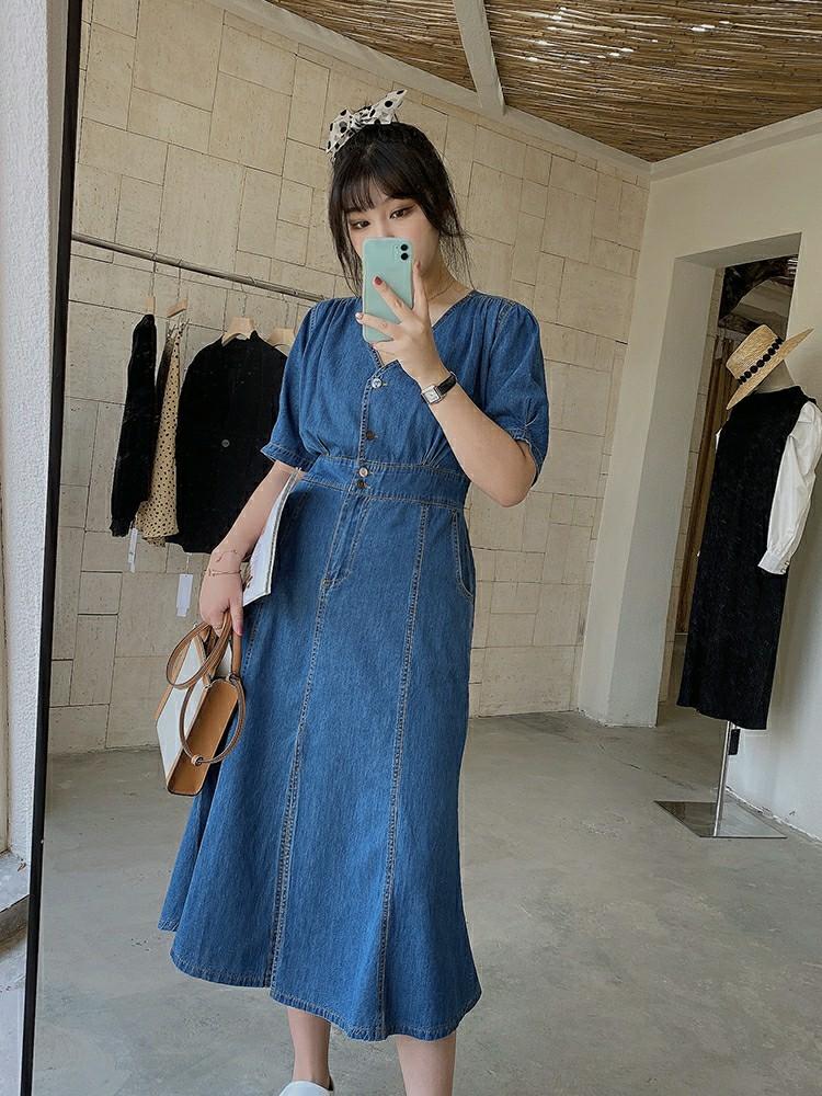 plus size black denim dress