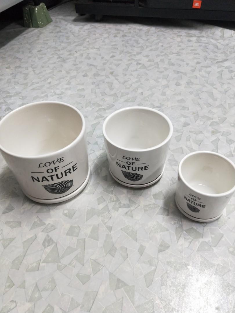 Round Ceramic Pot Gardening Pots Planters On Carousell