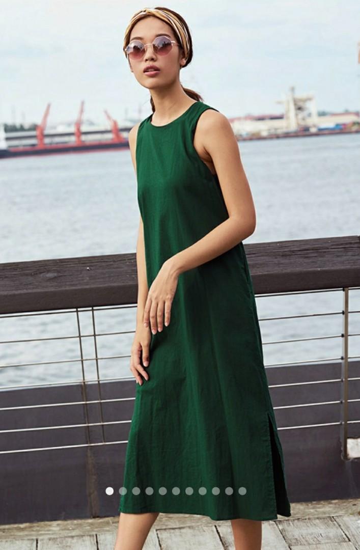 Theclosetlover Kerine Linen Midi Dress in Forest Green, Women's Fashion,  Tops, Blouses on Carousell