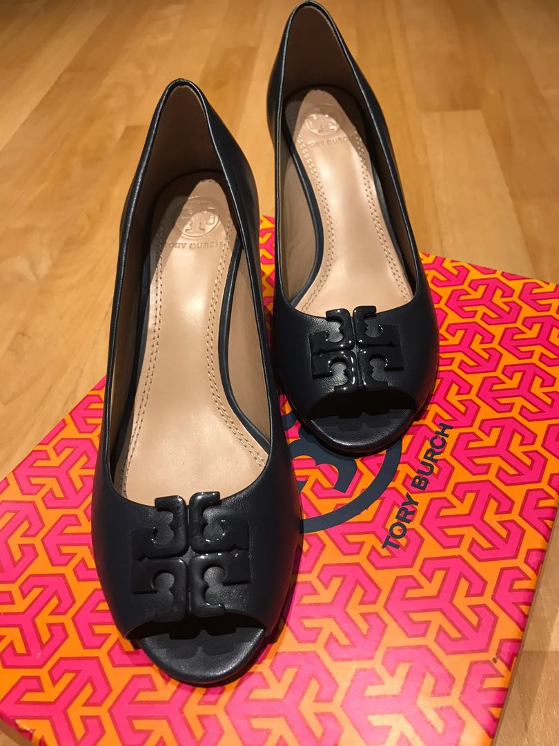 Tory burch lowell peep toe clearance wedge