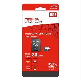 Toshiba Micro SDHC UHS Memory Card 16GB with Adapter Class 10 - Imported from Australia