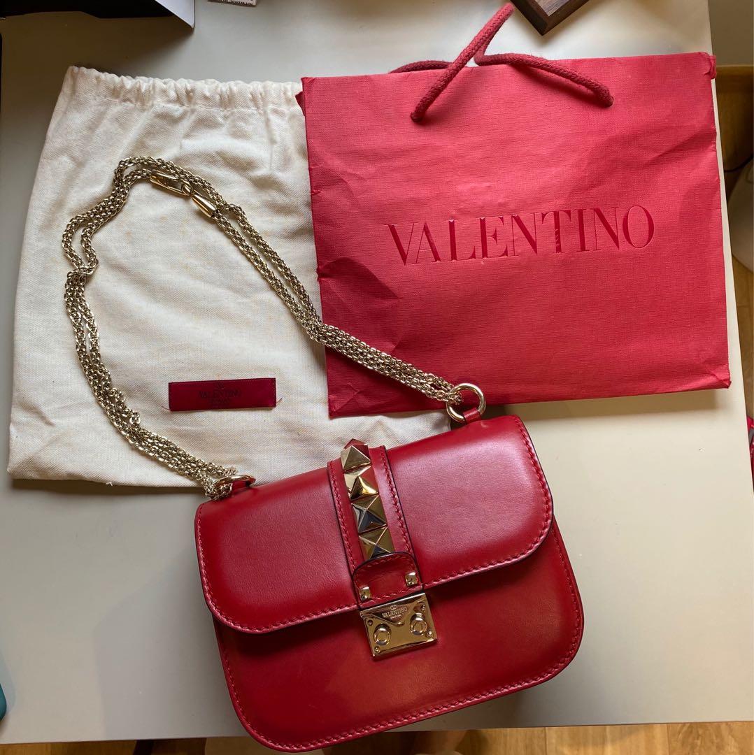 Valentino Calfskin Glam Lock Small Shoulder Bag (SHF-22684) – LuxeDH