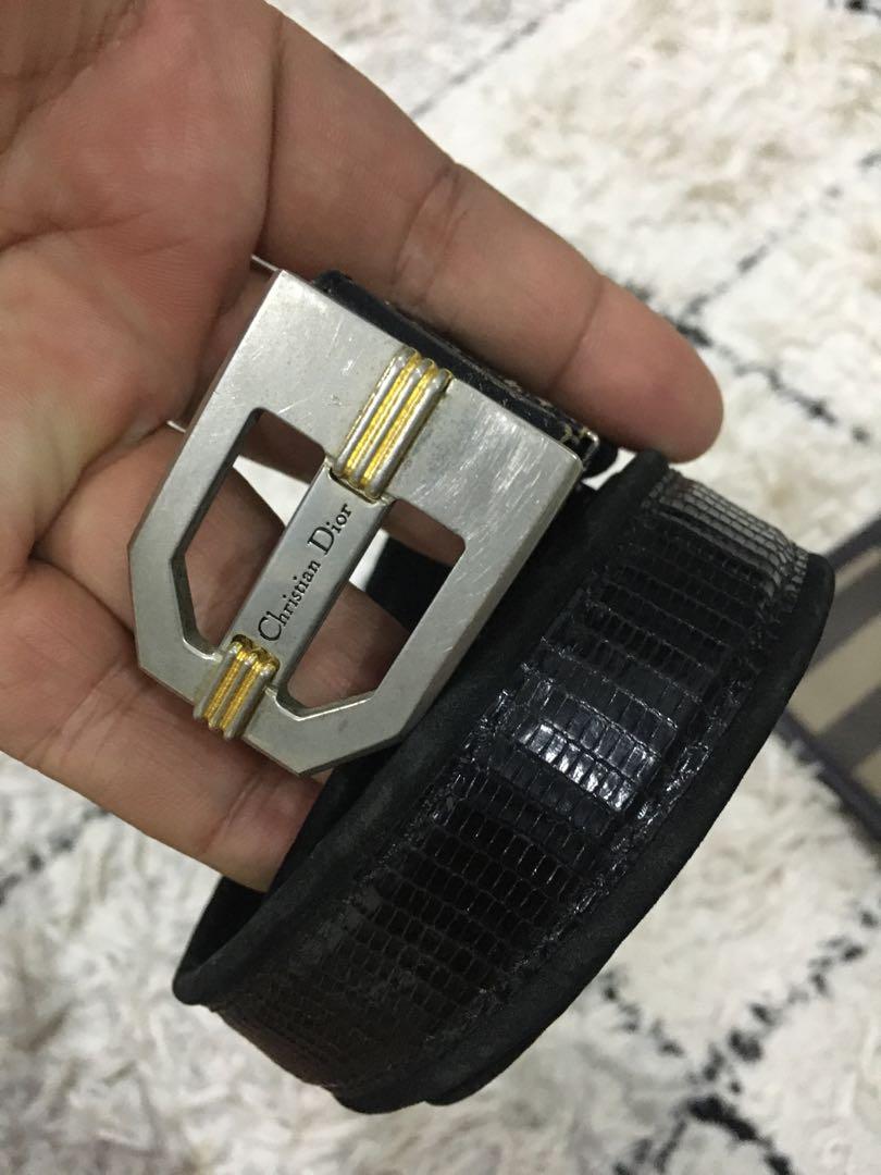 RAYA SALE VTG DIOR Solid Bras Buckle Black Leather Belt Men s Fashion Watches Accessories Belts on Carousell