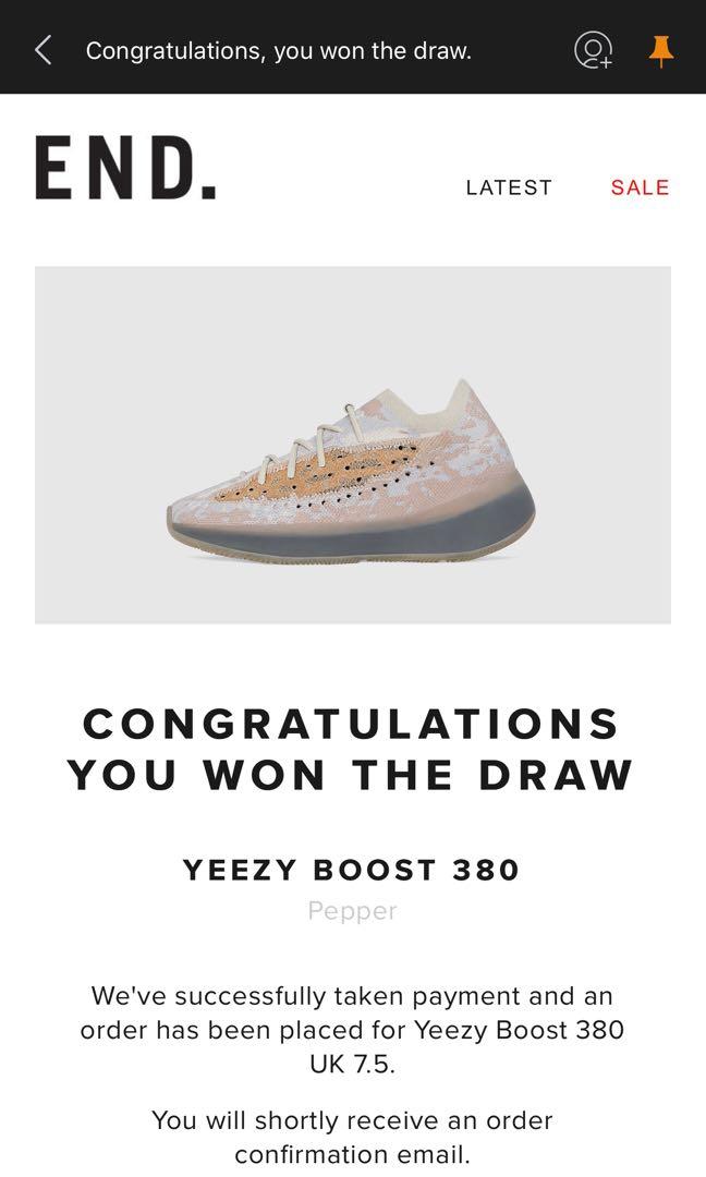 Yeezy 380 receipt 2025