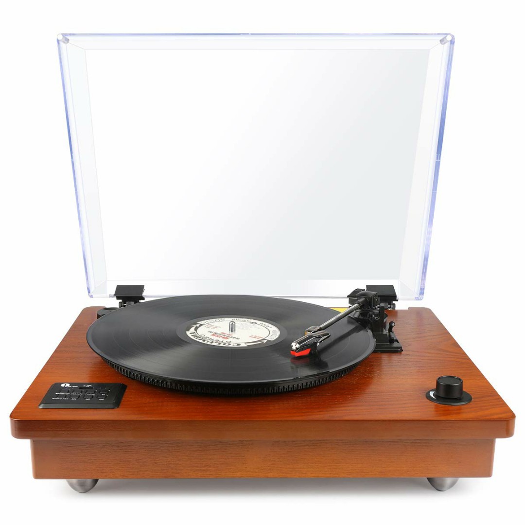 1 by one Classic Wooden Turntable (3 speed, USBMP3 function, 3.5mm AUX