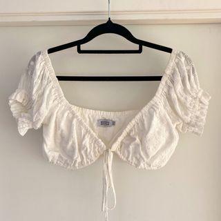 Beginning Boutique White Tie Front Crop