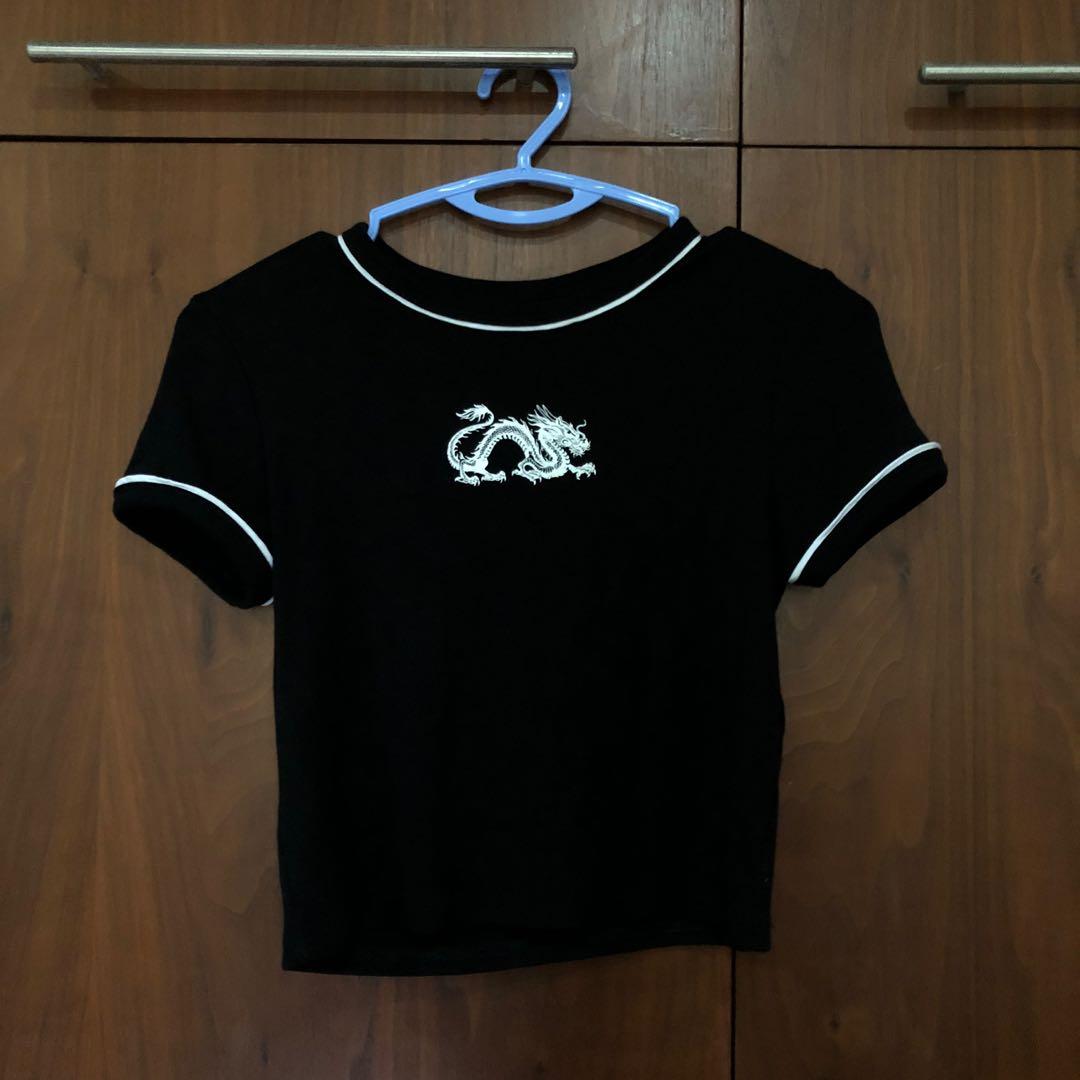 bershka black dragon top