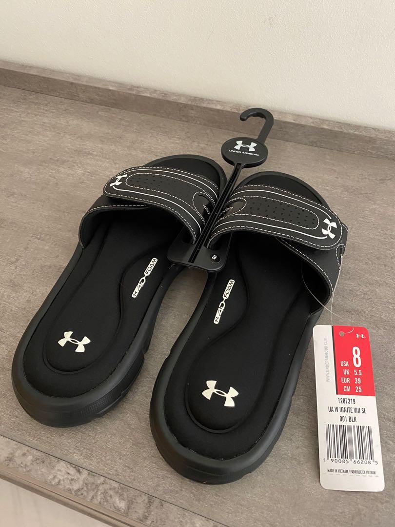 BNWT UNDER ARMOUR Women’s Ignite VIII Adjustable Foam Slides Slippers ...