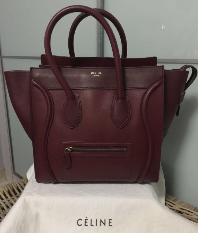 Celine micro luggage burgundy sale
