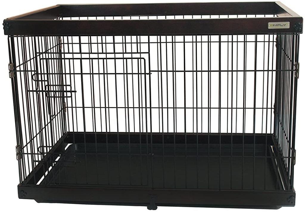chk Simply Plus Dog Puppy Open Top Crate House Newly Designed Model Solid Wooden Wood Frame Metal wirh Divider Tray Med
