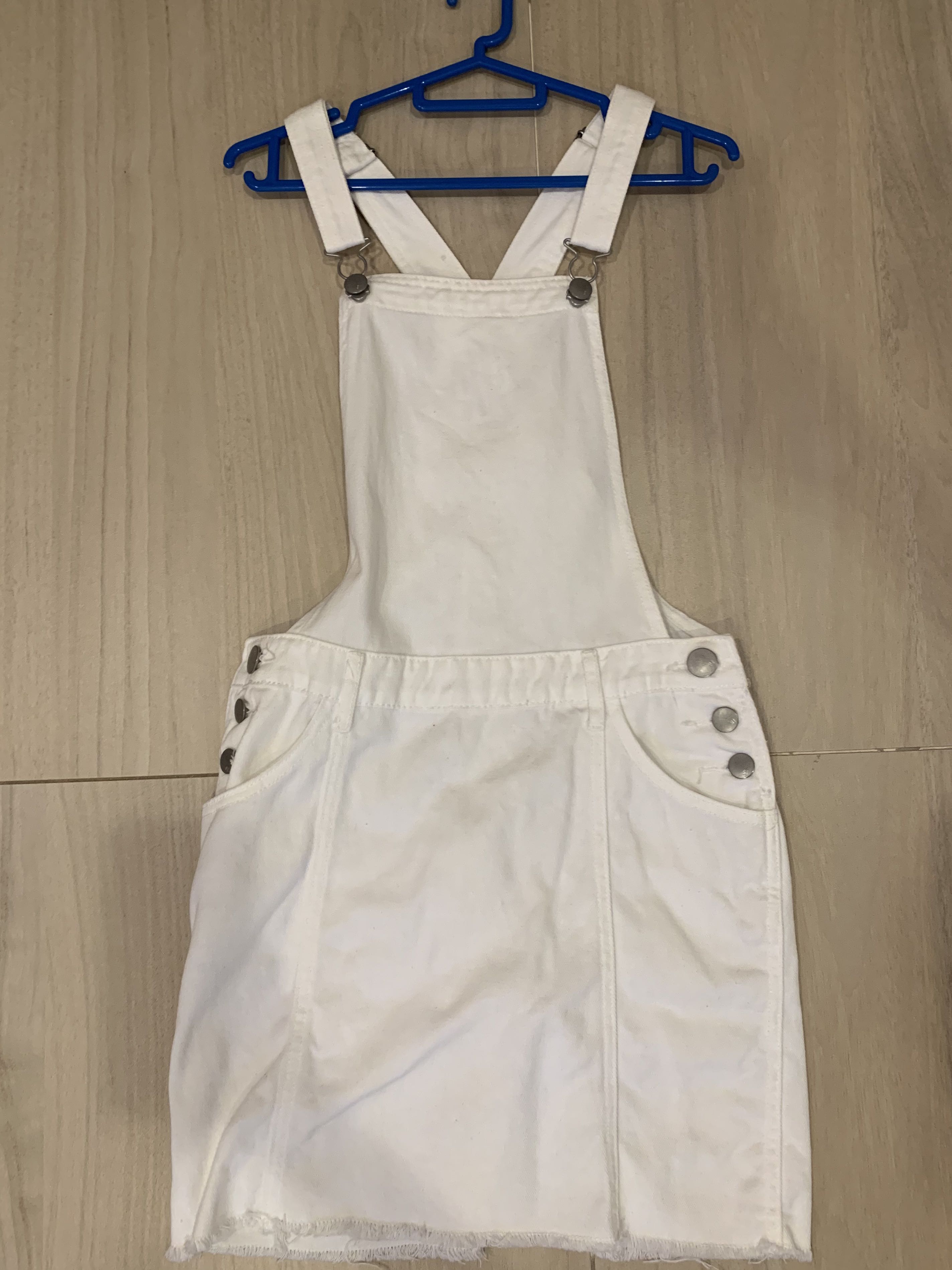 white overall dress