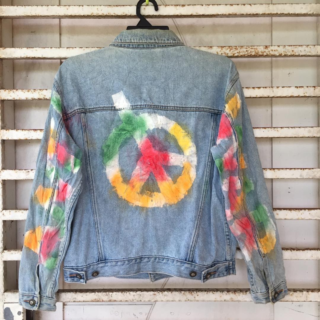 WAR Rainbow Words Denim Jacket 