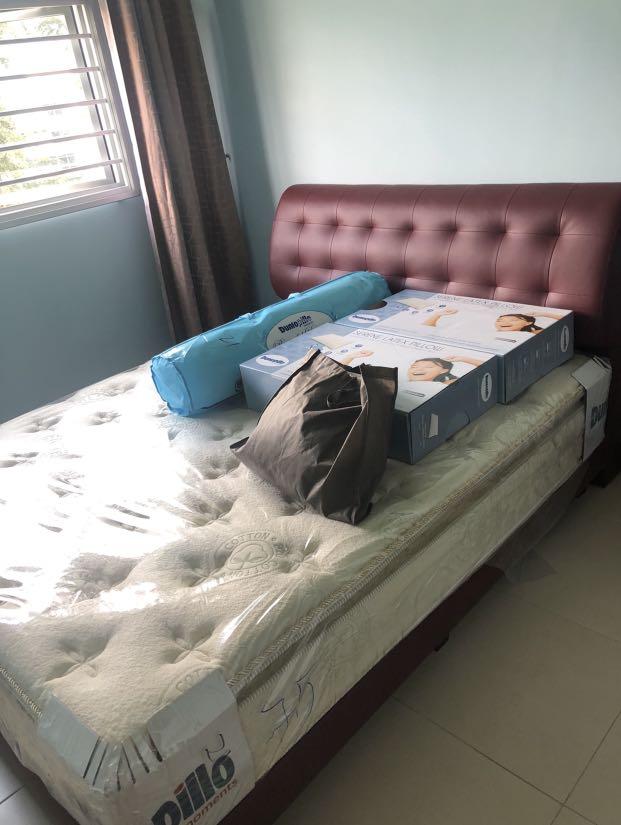 Dunlopillo Princeton Queen Size Mattress with Bed Frame, Furniture