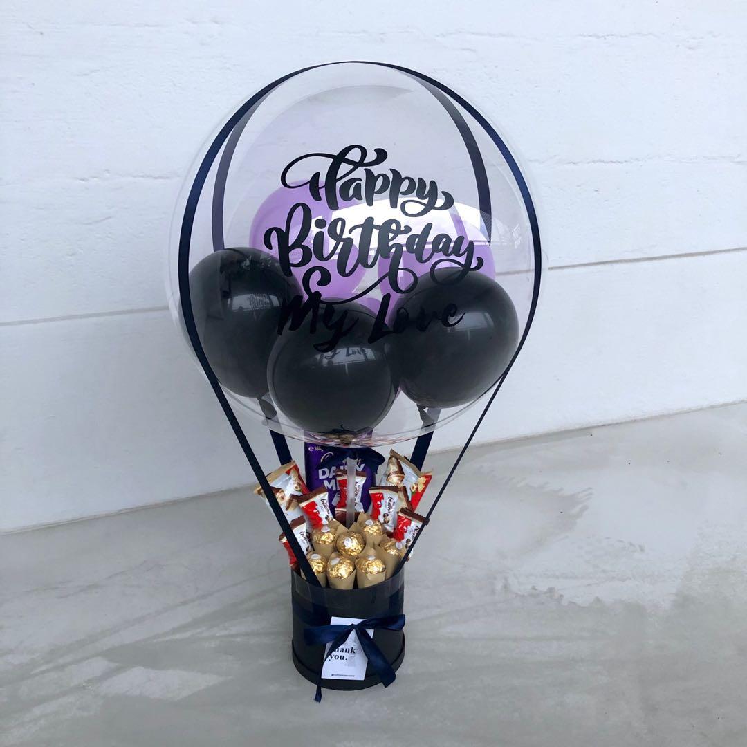 Giant Bouquet Chocolate Cadbury Milk, Ferrero Rocher, Kinder Bueno Bar with  Hot Air Balloon Customised Wish Surprise Delivery Gift for Birthday,  Hobbies & Toys, Stationery & Craft, Flowers & Bouquets on Carousell